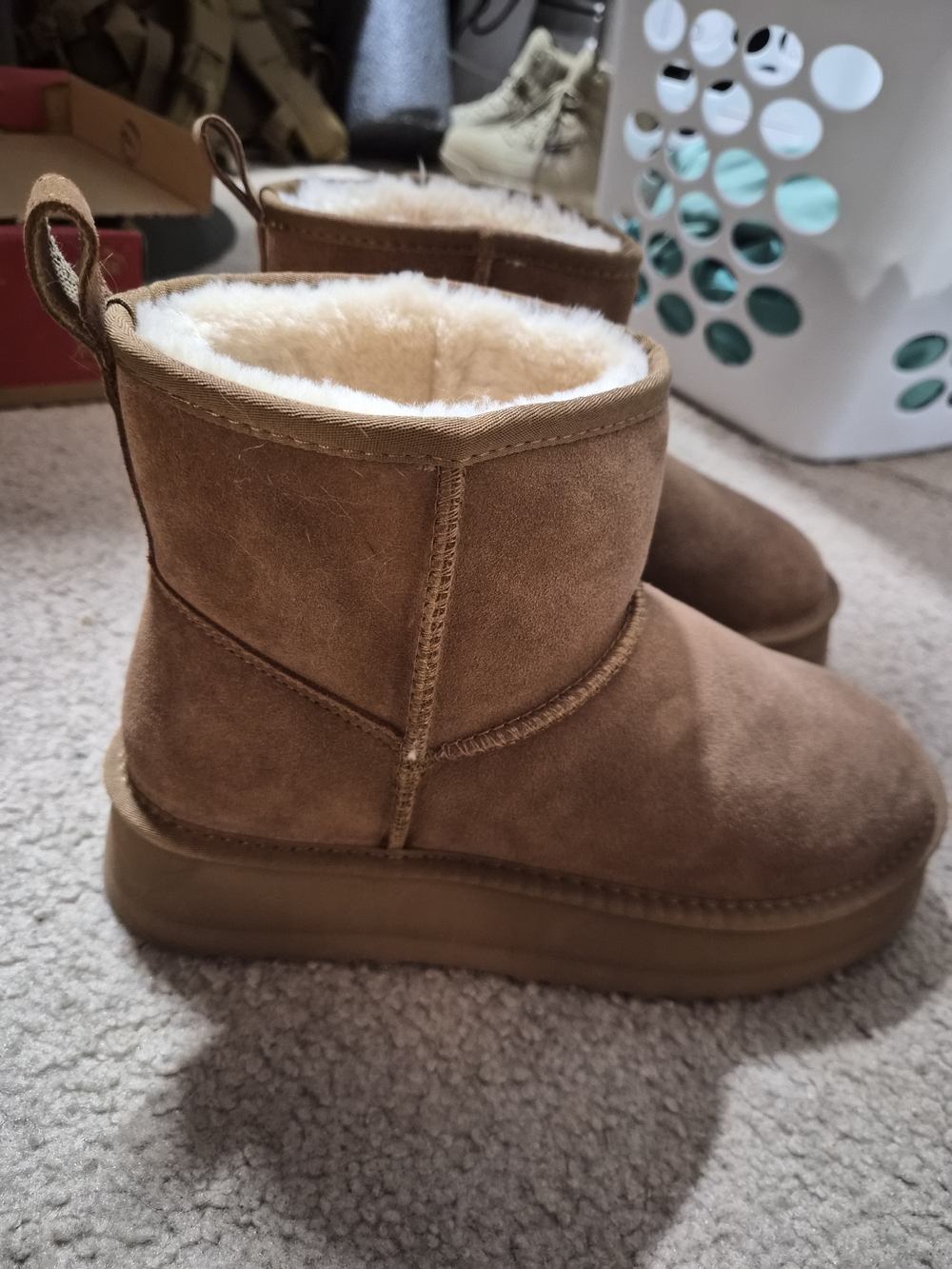 NEW Short Platform Boots Chestnut